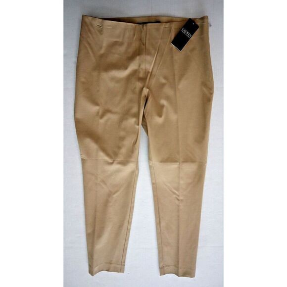 Lauren Ralph Lauren Women's Sz 10 Tan Keslina Stretch Twill Skinny Pants - Picture 1 of 11